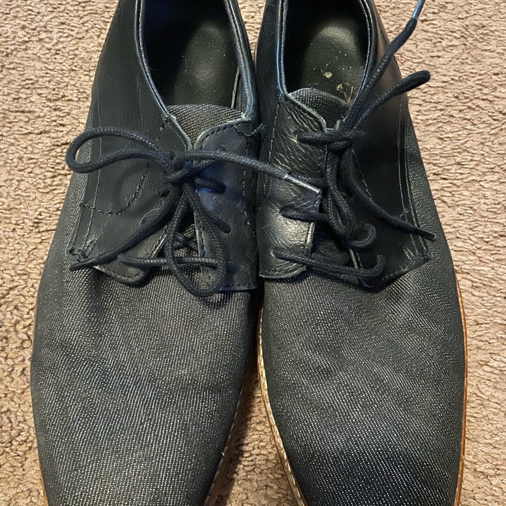 Men's Lavorazione Artiginale Black Canvas and Leather Shoes 10